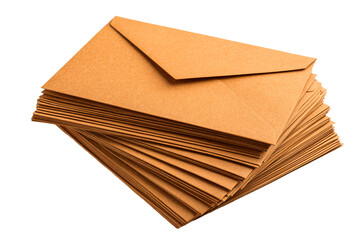 Stack of Brown Envelopes on White Background