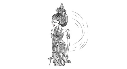 Traditional Javanese Wayang Kulit Shadow Puppet, Intricate Detail, Cultural Performance Art