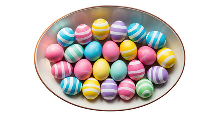 Easter eggs in a bowl isolated on transparent background