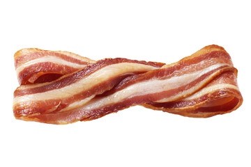 Crispy Cooked Bacon Isolated on White