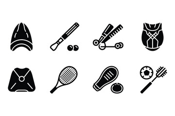 Sports Equipment Icons: Tennis, Soccer, and More