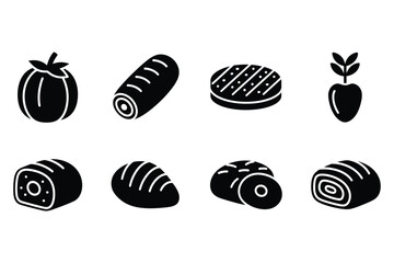 Food Icons: Tomato, Bread, Burger, Carrot, and Meat Slices