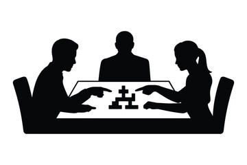 People Playing Puzzle Game at Table with Supervisor