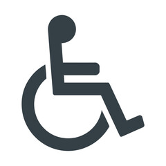 A wheelchair accessibility symbol on a white background