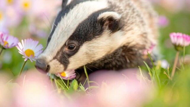 Baby-Dachs im hellen Fr&uuml;hlingsgras