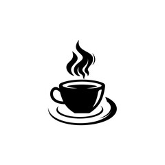 Obraz premium Icon of a cup of hot coffee with thin smoke with its distinctive aroma.