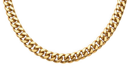 Obraz premium Heavy yellow gold curb chain necklace with interlocking links for luxury fashion jewelry isolated on transparent background