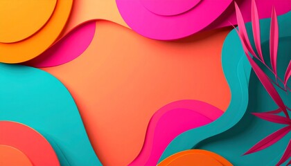 Obraz premium Abstract Background with Pink Turquoise and Orange Geometric Shapes Decoration
