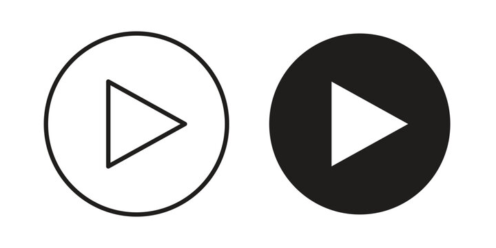 Video play button icon design silhouette and line art style on white background