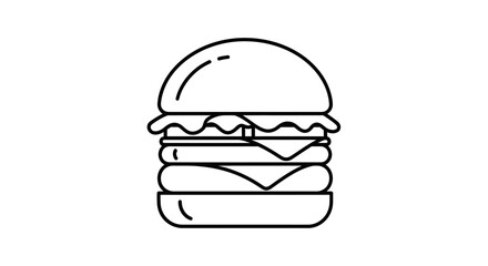 Fototapeta premium Simple outline illustration of a classic hamburger.