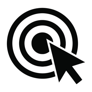 Cursor arrow aiming at target center bullseye icon
