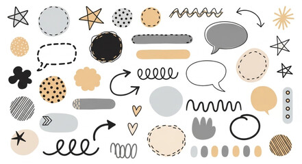 Collection of Hand Drawn Abstract Shapes and Elements.