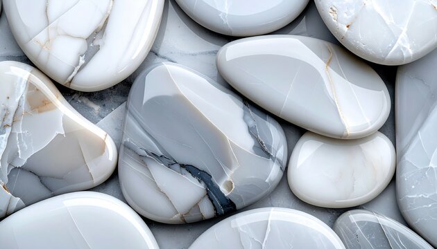 FlyPro Firefly Smooth Polished Marble Fragments in Varying Grey Shades Arranged in Subtle Pattern Realistic Photography