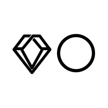 Geometric icons of a faceted diamond and a simple circle, representing preciousness, value, wholeness, and perfection.