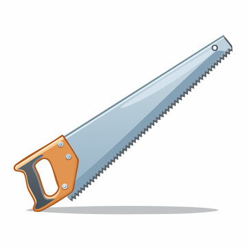 Cartoon handsaw illustration isolated on white. Carpentry and construction tool.
