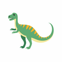Fototapeta premium Cartoon dinosaur illustration green and orange colors standing upright.