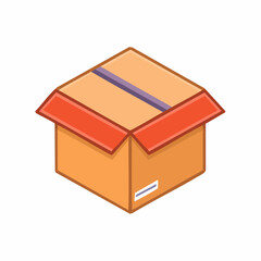 Open cardboard box isometric illustration.