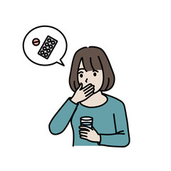 薬を飲む女性のイラスト