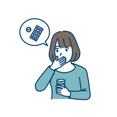 薬を飲む女性のイラスト