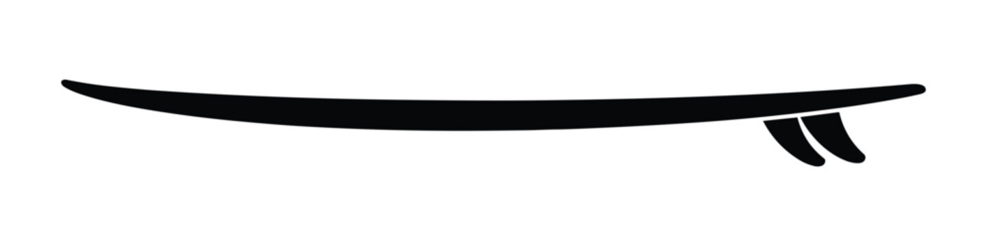 Black surfboard vector silhouette icon isolated on white background surfing board