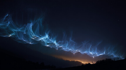 Ethereal neutrino trails painting fractal illuminations across the night sky.