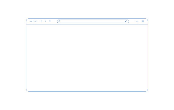 Browser window outline isolated for website, laptop and computer. Blank internet page screen with search or address line and arrow icons, vector web browser mockup.