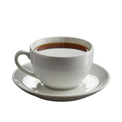 Obraz premium Steaming white coffee cup on saucer isolated on a transparent background