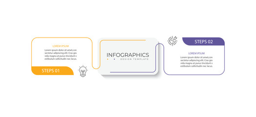 Fototapeta premium Business infographic template. 2 Step timeline journey. Process diagram, 2 options, Infographic elements vector illustration.