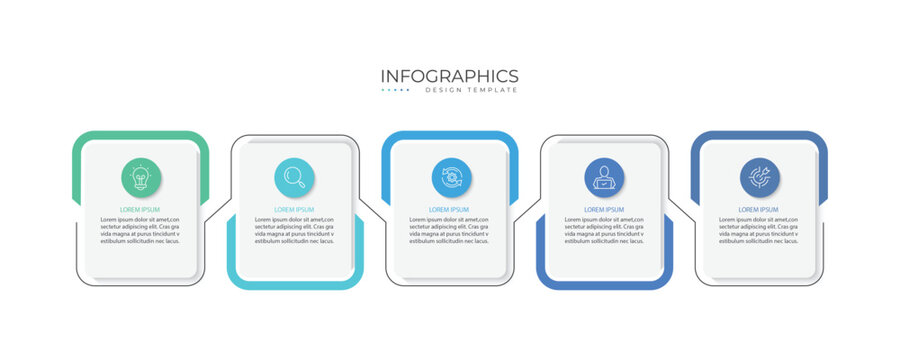 Business infographic template. 5 Step timeline journey. Process diagram, 5 options, Infographic elements vector illustration.
