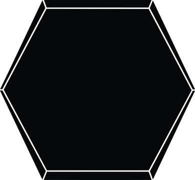Black Hexagon Shape with White Outline.