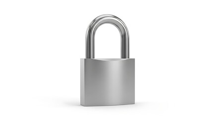 Fototapeta premium A silver padlock with an open shackle on white background