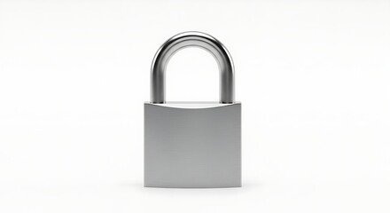 Fototapeta premium Modern silver padlock with open shackle on white background