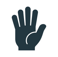 Obraz premium A dark blue hand icon with palm facing forward