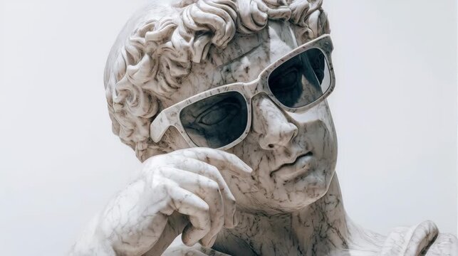 A stylish statue of David wearing sunglasses