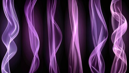 Obraz premium Abstract Purple Wave Flowing Light Trails on Dark Background