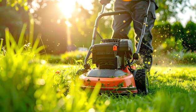 Rasenpflege im Garten: Vertikutierer bei der Rasenrenovierung