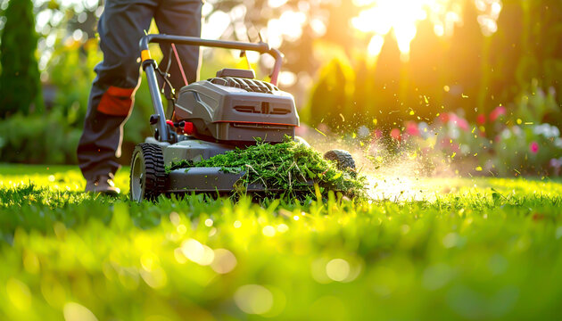 Rasenpflege im Garten: Vertikutierer bei der Rasenrenovierung