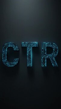Glowing blue CTR letters on a dark background with a spotlight