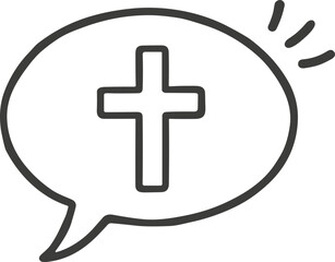 Fototapeta premium Christianity symbol inside a speech bubble, representing faith and communication