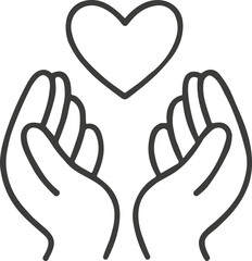Obraz premium Outlined hands cupping a heart icon symbolizing care donation charity support and compassion