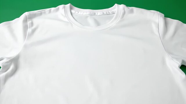 Close-up of a white shirt, with soft textures and slight shadow, against a green surface