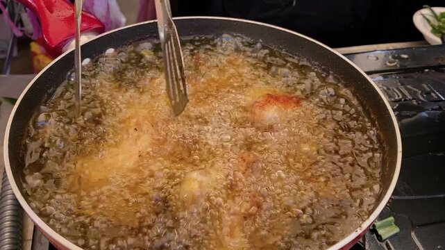 Traditional Acehnese Fried Chicken Cooking Process