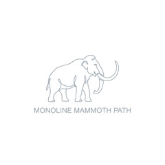 Obraz premium Minimalist Monoline Mammoth Extinct Animal Logo