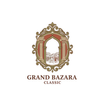 Ornate Ornamental Grand Bazara Architectural Logo