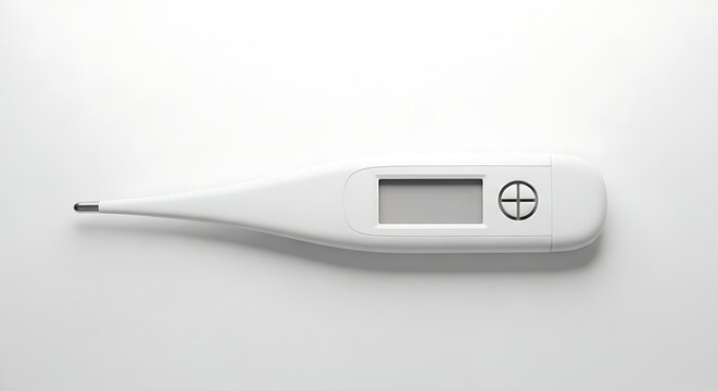 Modern digital thermometer with a blank screen and sleek design on white background