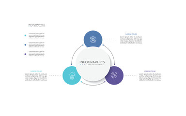 Presentation Infographic Circle Design with Marketing Icons. Process chart with 3 options or steps. Vector illustration.