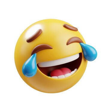 Laughing crying emoji face with tears of joy isolated on transparent background