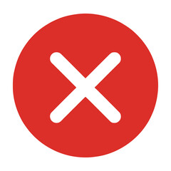 Obraz premium Red circle with white x symbol cancellation icon rejection sign forbidden mark on white background