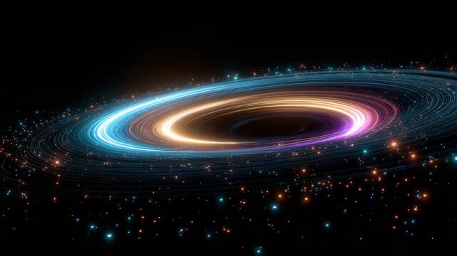 Stunning Colorful Galactic Rings with Stars in Dark Space Background