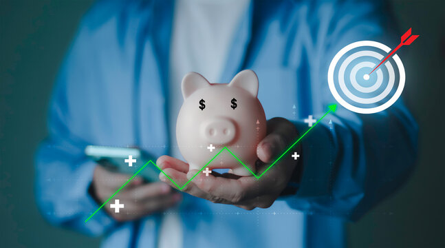 Chart financial growth increasing accumulation, DCA investment strategies, income generation, profit planning, and business success concepts. Business professionals achieving their goals.